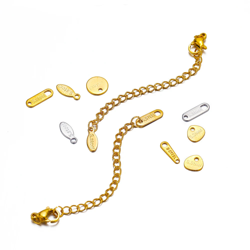 50pcs/bag Stainless Steel 18K Gold Plated Tail Charms for DIY Jewelry Bracelet Necklace Making Accessories