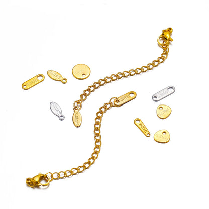 50pcs/bag Stainless Steel 18K Gold Plated Tail Charms for DIY Jewelry Bracelet Necklace Making Accessories