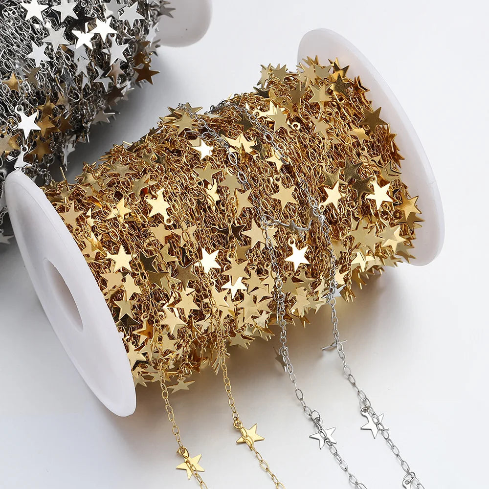 B2592 Tarnish FREE Gold Plating Chain Star Pendant Thin Chain Stainless Steel Chain Jewelry for Diy
