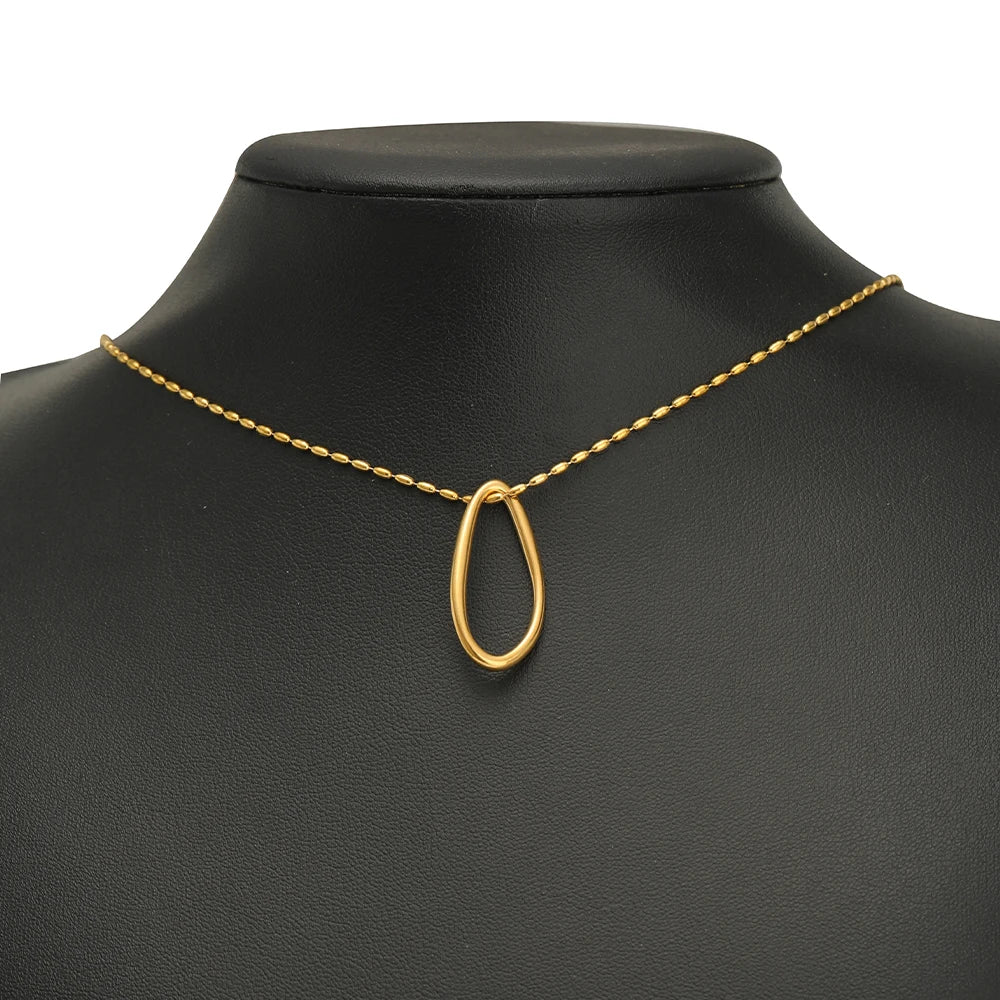 18K Gold Plated 304 Stainless Steel O-Shape Lip-shape Irregular Oval Charm Pendant for Necklace Supplies Bracelet Jewelry