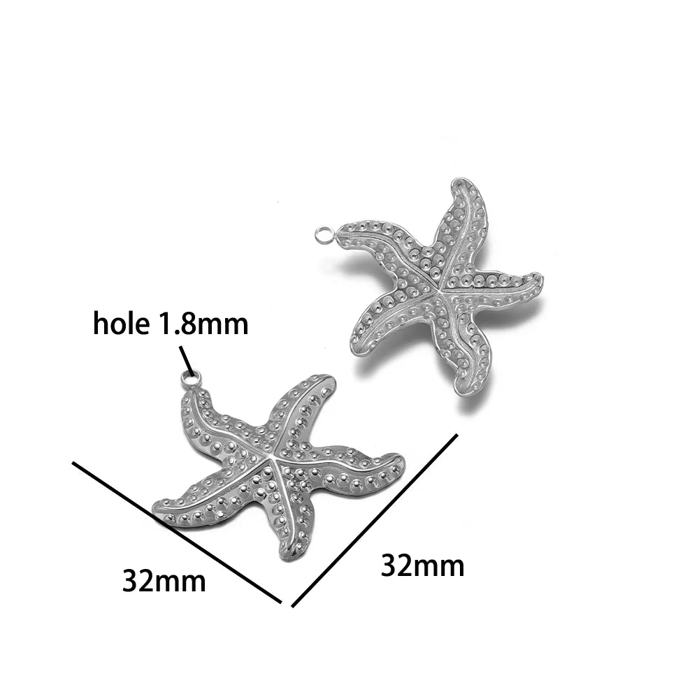 Ocean Style Sea Star Charm Stainless Steel 18K Gold Plated Starfish Charm Pendant for Jewelry Earring Necklace Making
