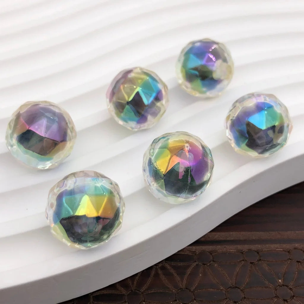 100pcs 16mm Rainbow Candy Globe Acrylic Bead Transparent Bead in Bead Round Loose Beads for DIY Jewelry Craft