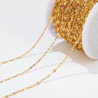 E379 PVD Plated Roller Chain Gold Steel Lip Thin Chain Waterproof Stainless Steel Chain for Diy