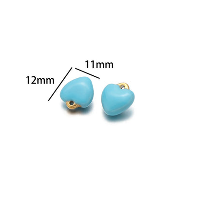 304 Stainless Steel Gold Plated Colorful  Minimalist Heart Enamel Charm Pendants for Necklace Making