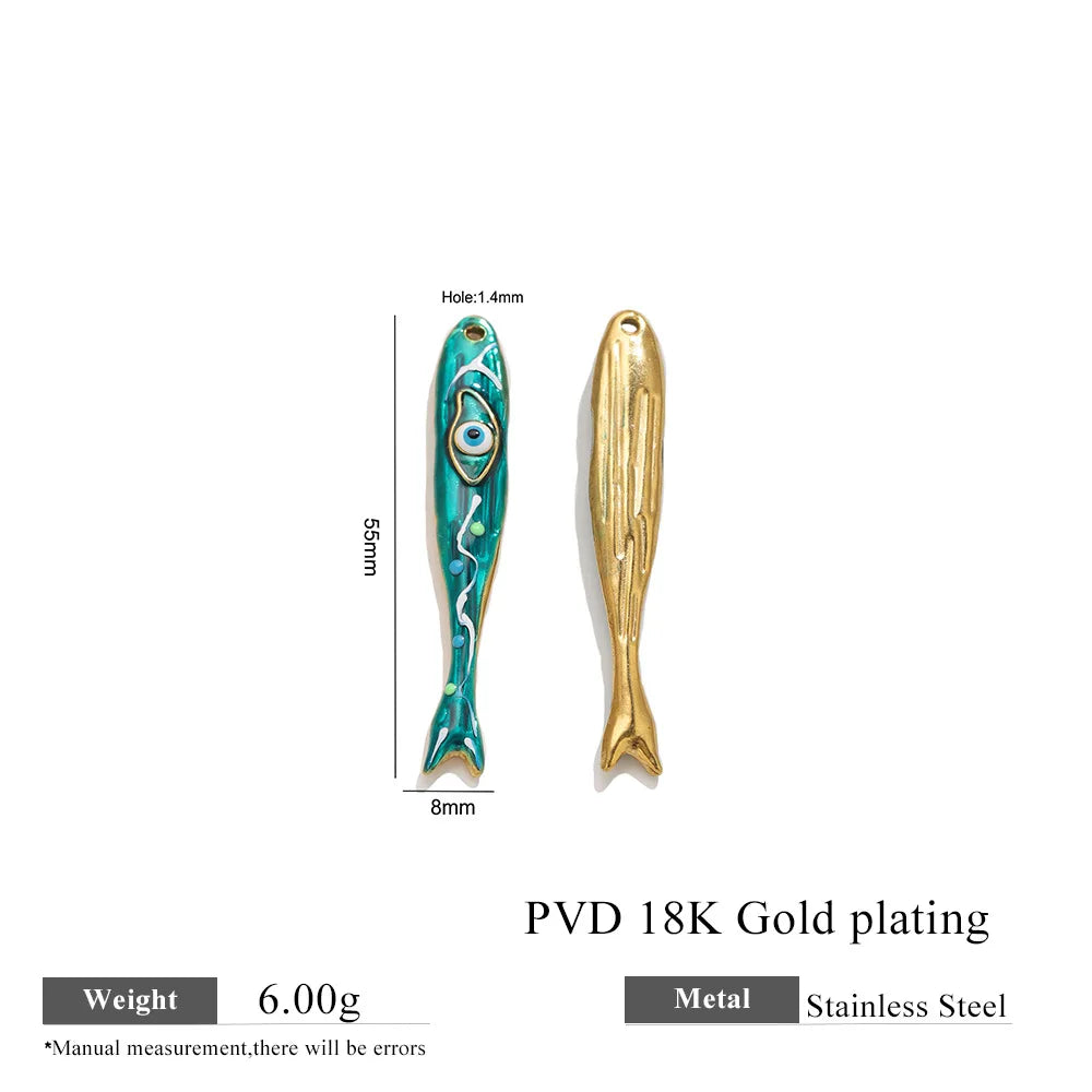 304 Stainless Steel Enamel Small Fish Pendants Multiple Styles Colorful Cartoon-shaped Charms DIY Necklaces