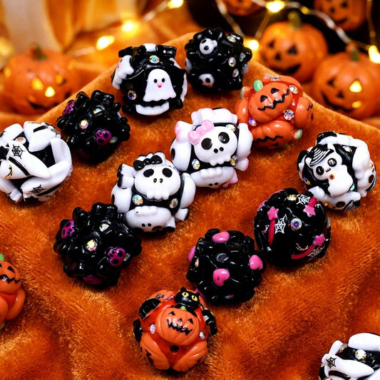Fancy Halloween Skull Pumpkin Ghost Clay Focal Beads Wholesale, Horror Theme Loose Beads for DIY Pen Keychain Jewelry Making