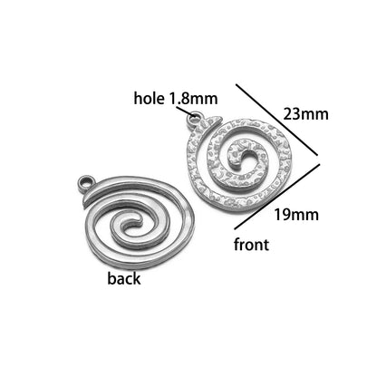 European American Retro Style Stainless Steel 18K Gold Plated Conch Spiral Hollow Charm Pendant for Jewelry Necklace Making