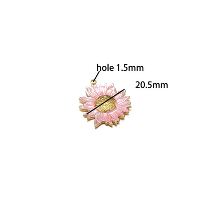Diy Handmade Jewelry Accessories Stainless Steel 18k Gold  Enamel Sunflower Charms Pendant for Jewelry Earrings Necklace Making