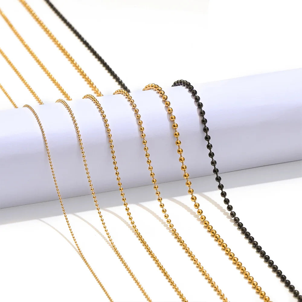 D020 2.4mm 1.2mm 1.6mm Round Bead Chain Necklace Beaded Keychains Stainless Steel Chain Luxury