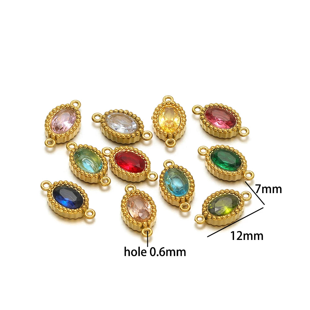Fashion Hot Double Hole Stainless Steel 18k Gold Plated Water Drop Charm Pendant for Jewelry Making Wholesale