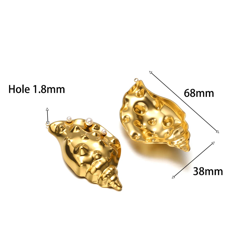Stainless Steel 18k Gold Plated Enamel Heart butterfly Flower Conch Lip Charm Pendant for Jewelry Necklace Making