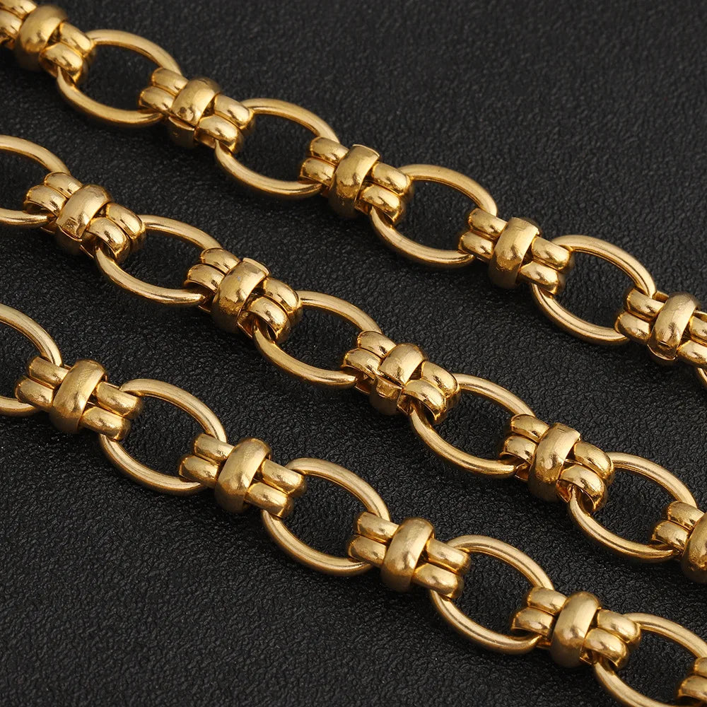 D328 Fashion Non Tarnish Vacuum Plated Stainless Steel Chain Trunk Gold Silver Plated Roller Chain for Necklace Bracelet Diy