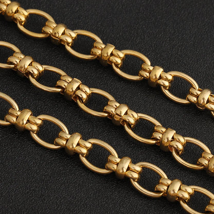 D328 Fashion Non Tarnish Vacuum Plated Stainless Steel Chain Trunk Gold Silver Plated Roller Chain for Necklace Bracelet Diy