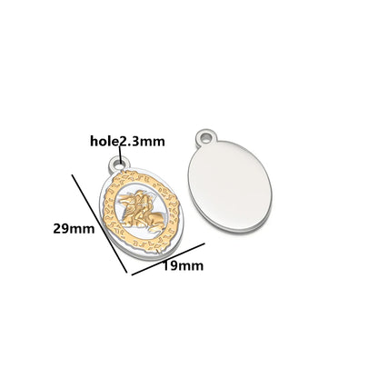 Vintage Stainless Steel 18k Gold Plated Religious Virgin Mary Figure Oval Charms Pendant for DIY Jewelry Necklace Making
