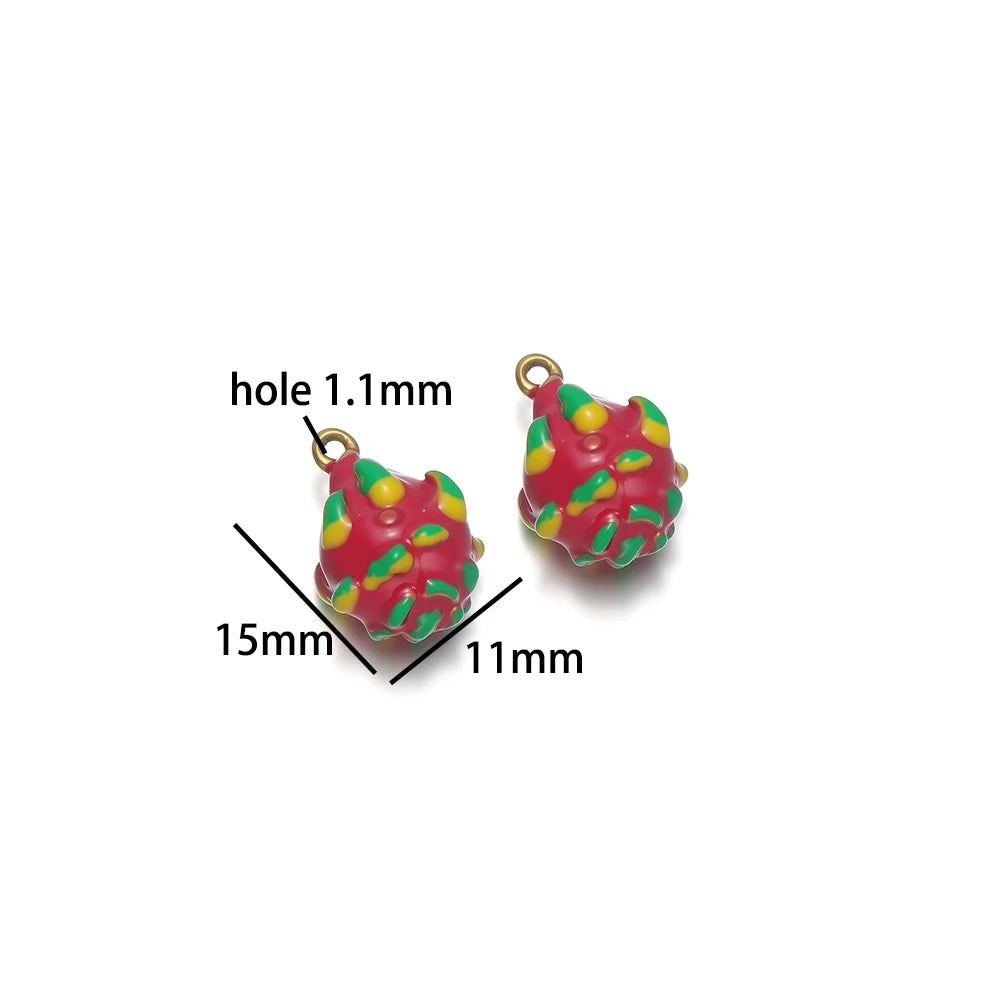 Giraffe Drip Oil DIY Charm Stainless Steel 18k Gold Plated Dragon Fruit Mushroom Pendant for Jewelry Necklace Making