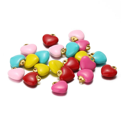 Colorful Heart Shaped Pendant Stainless Steel 18k Gold Plated Enamel Charms Pendant for Women Jewelry Necklace Making