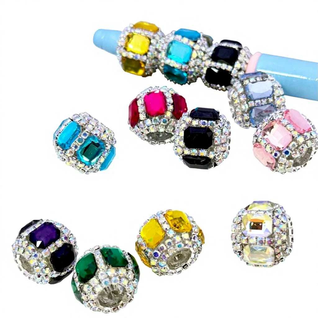 Multi-colored Rhinestone Chain with Rectangle Diamond-Shaped and Clear Round Acrylic Beads-DIY Crafting Accessory