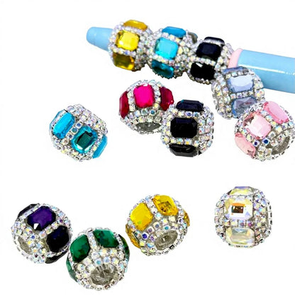 Multi-colored Rhinestone Chain with Rectangle Diamond-Shaped and Clear Round Acrylic Beads-DIY Crafting Accessory