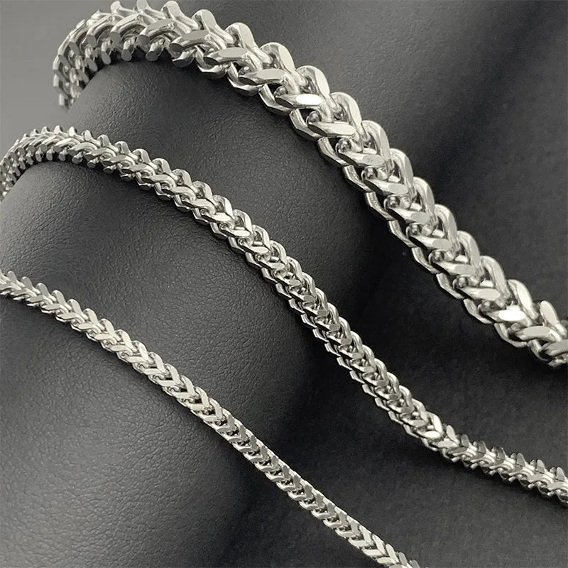 B2114 Multi Size Cuban Chain Silver Plating Chain 2.5mm 3mm 6mm Stainless Steel Jewelry Chain
