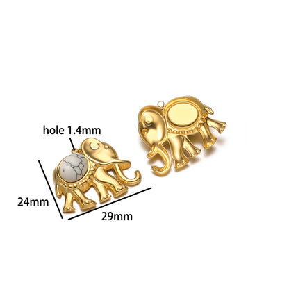 Wholesale Stainless Steel 18k Gold Plated Enamel Elephant Pineapple Heart Zircon Charm Pendant for Jewelry Necklace Making