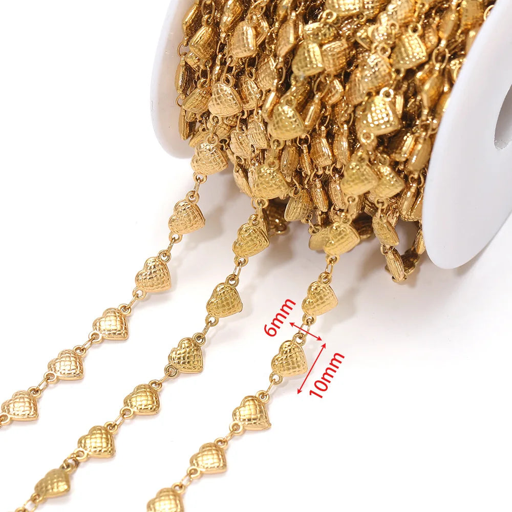 D864 Waterproof Stainless Steel Chain Heart cat Paw Shape Bulk Link Roll Chain for Necklace Bracelet Diy