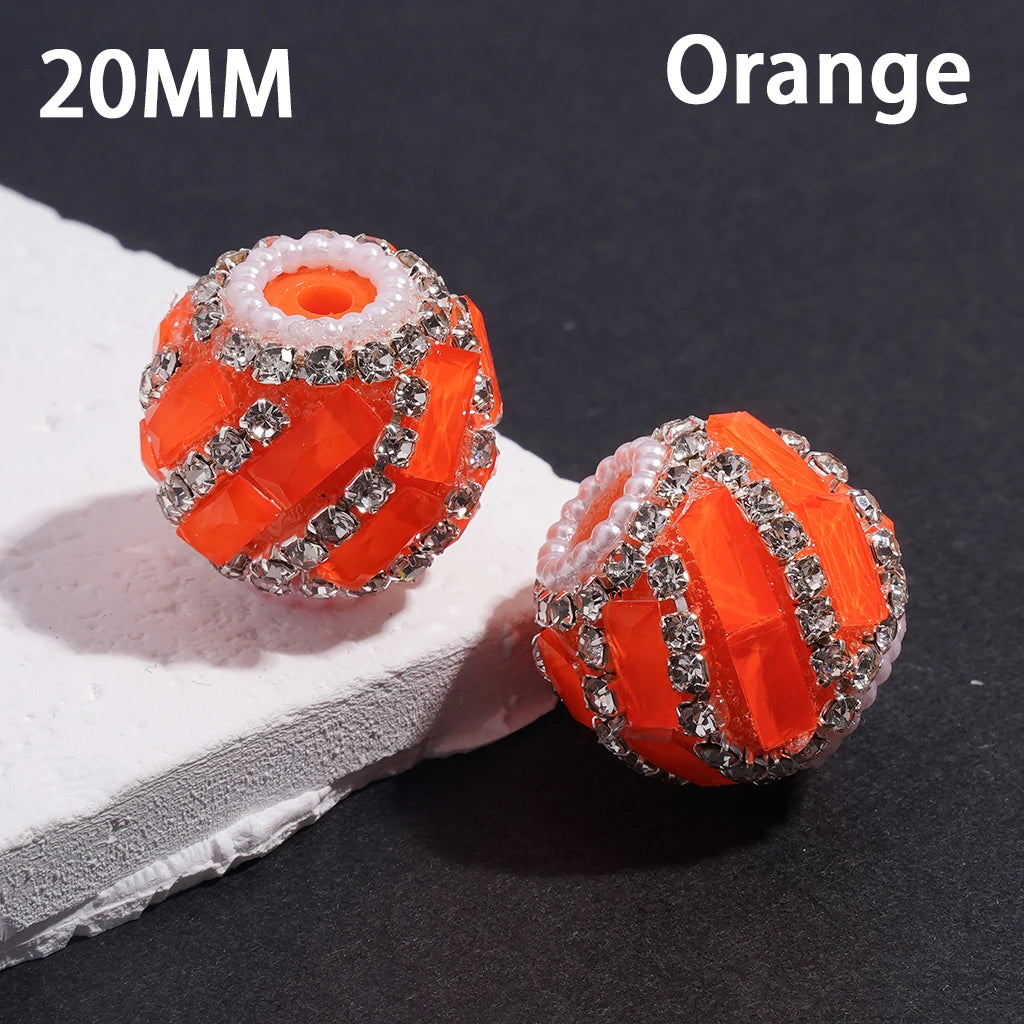 Fluorescent Spiral Rectangular Beads Inlaid Rhinestone and Pearl Chains Loose Craft Beads Wholesale