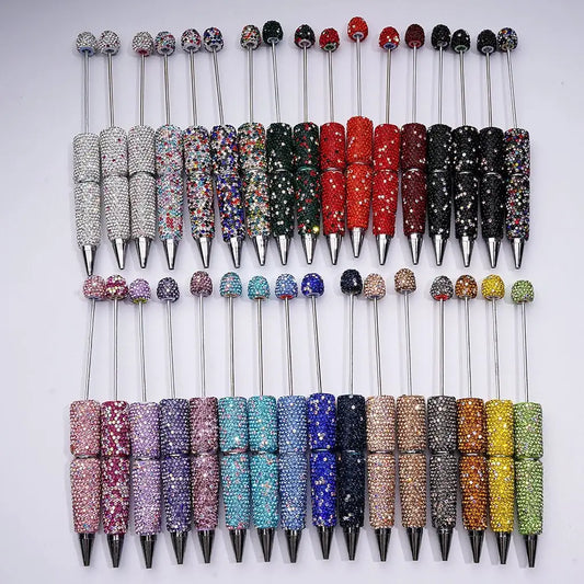 Full Rhinestone Beadable Clay Ballpoint Pens - DIY Beaded Plastic Pen for School Office Gift