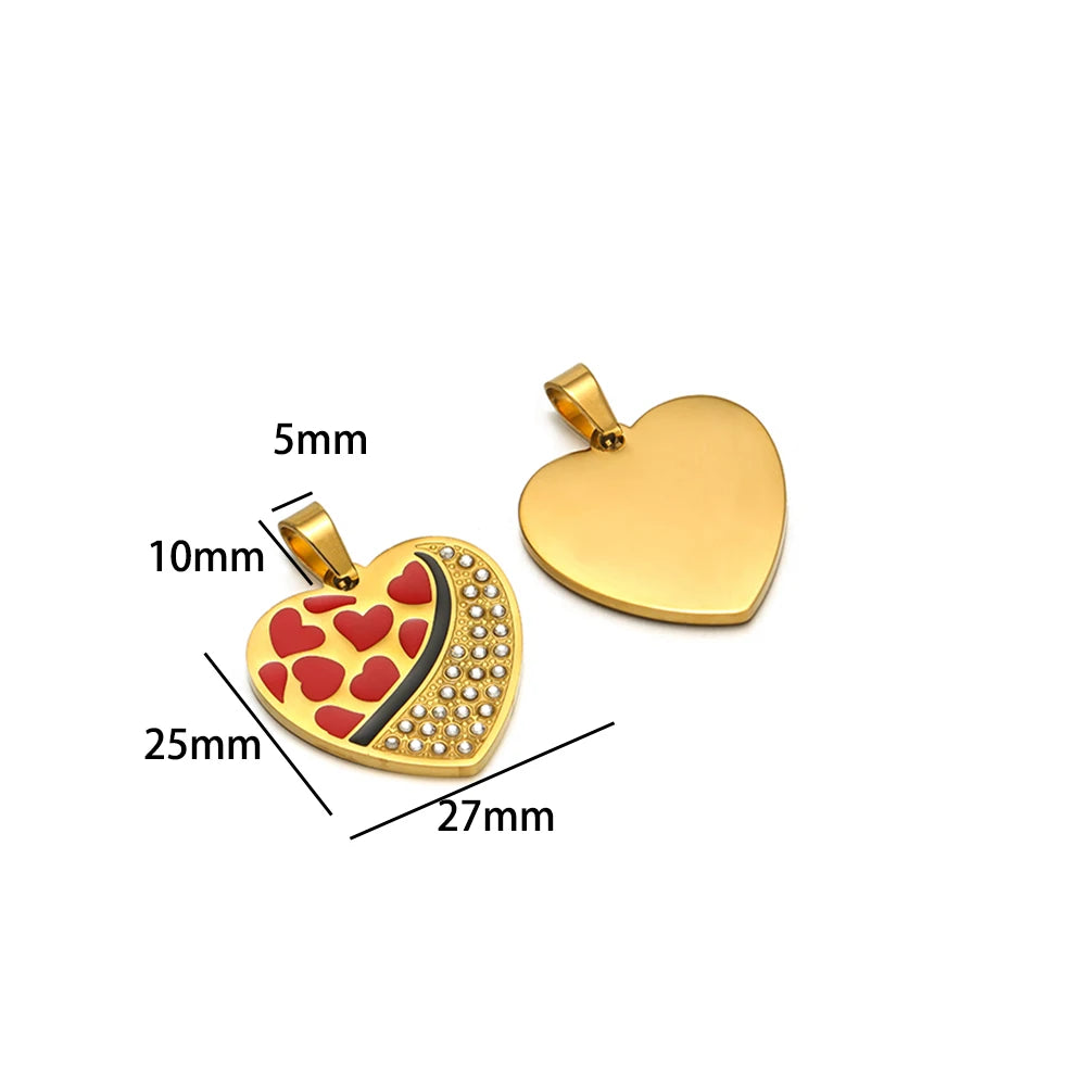 Women's Fashion Accessory Stainless Steel Gold Plated Enamel Eyes Heart Cross Charm Pendant for DIY Jewelry Making