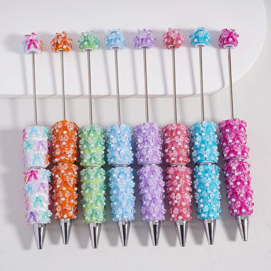 Full Bowknot Plastic Resin Acrylic Bead Ball Pen Full Rhinestone Design for Handmade Craft Decoration