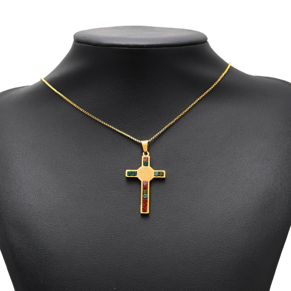New Style 18k Gold Plated Stainless Steel Cross Star Butterfly Eye Enamel Zircon Charm Pendant for Jewelry Making Accessories