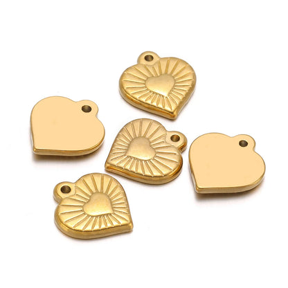 Vintage Stainless Steel 18k Gold Plated 15.5mm Heart Charm Pendant for Jewelry Necklace Making Accessories