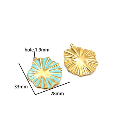 Vintage Style Stainless Steel 18k Gold Plated Enamel Star Round Charm Pendant for Jewelry Necklace Making Accessories