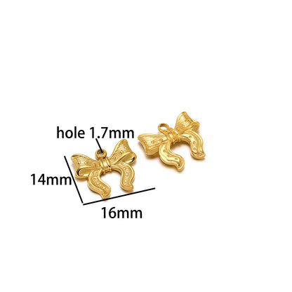 New Handmade DIY Jewelry Accessories 18k Gold Plated Stainless Steel Pearl Bowknot Charm Pendant for Women Jewelry Making