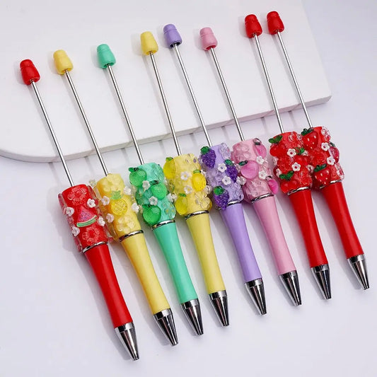 Hot Sale Durable Plastic Fruits Series Ballpoint Pen Strawberry Lemon Watermelon Summer Party Favor