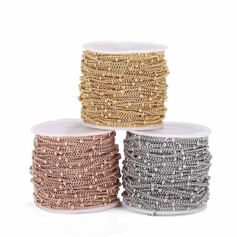 A8009 Fashion Non Tarnish Stainless Steel Chain Ball Chain Gold Silver Rose Gold Chain Jewelry Accessory Diy