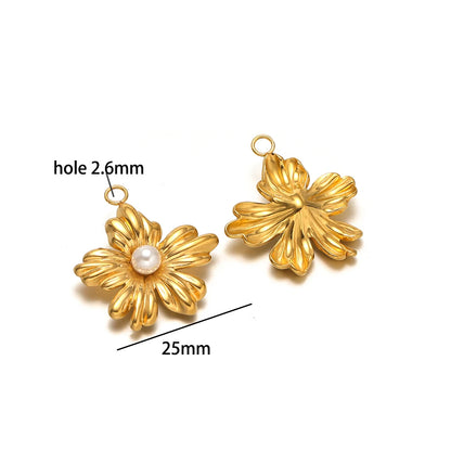 New Trend Stainless Steel Gold Plated Enamel Shell Heart Flower Bowknot Charm Pendant for Jewelry Making Wholesale