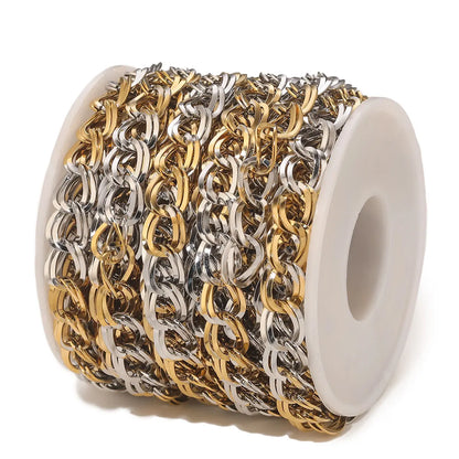 D245 High Quality Unique Two Colors Chain Silver Gold Plated Bulk Necklace Bracelet Making Link Chain Wholesale