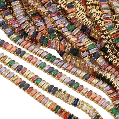 E586 5.8MM Truck Chains Luxury Fashion Gold Plated Jewelry Colorful Zircon Pave Tennis Stainless Steel Chain for Men Women