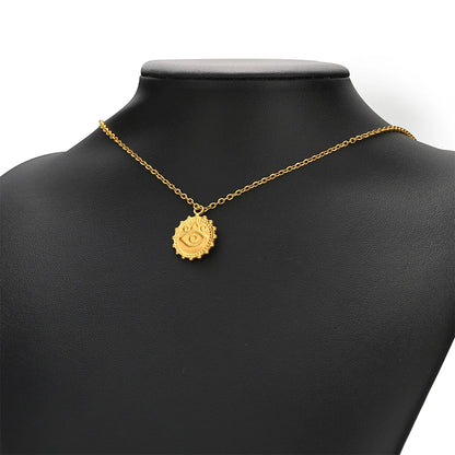 Vintage Fashion Stainless Steel Gold Plated Moon Hand Round Cross Sun  Eye Charm Pendant for Jewelry Necklace Earring Making