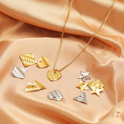 Wholesale Stainless Steel  Gold Plated Heart Rhomboid Five-pointed Star Triangle Charms for Jewelry Necklace Earring  Making