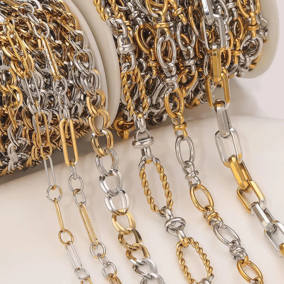 D245 High Quality Unique Two Colors Chain Silver Gold Plated Bulk Necklace Bracelet Making Link Chain Wholesale