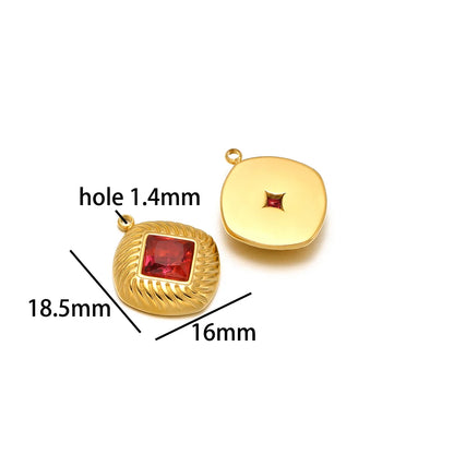 Wholesale 18k Gold Plated Stainless Steel Drip-oil Heart Coconut Tree Square Conch Charm Pendant for Women Jewelry Making
