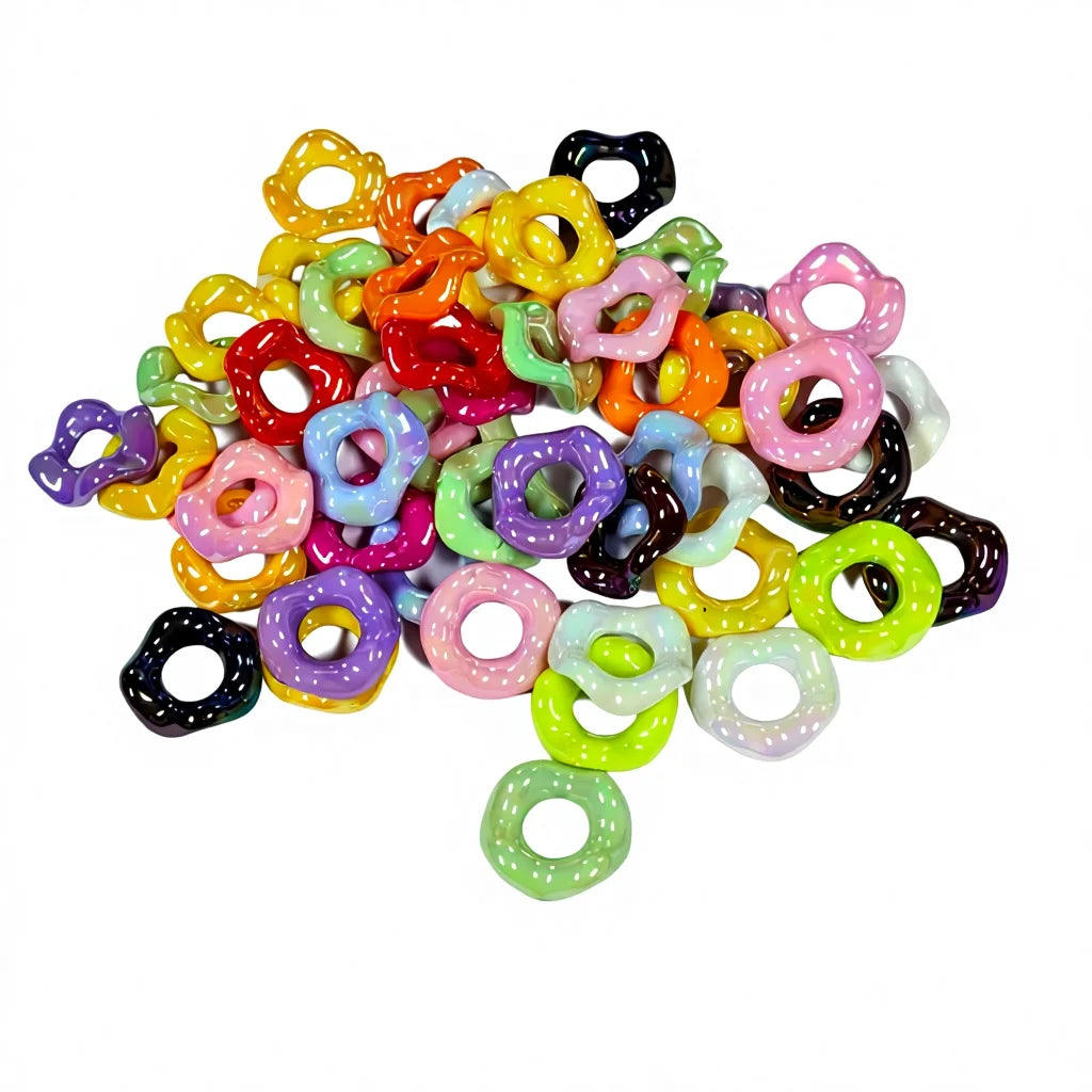 UV Finish Colorful Shiny Round Acrylic Wave Ring Loop for Pen Beads