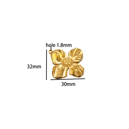 Vintage Stainless Steel18k Gold Plated Heart Flower Leaves Charms Pendant for DIY Jewelry Necklace Earring Making
