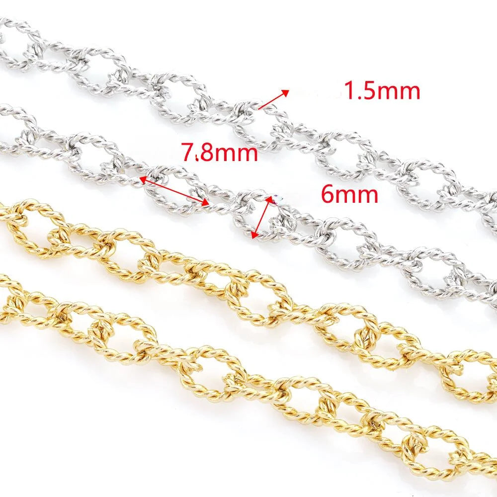 B4586 6mm Gold Plated Chain Vacuum Stainless Steel Chain Twist O Chain for Jewelry Diy