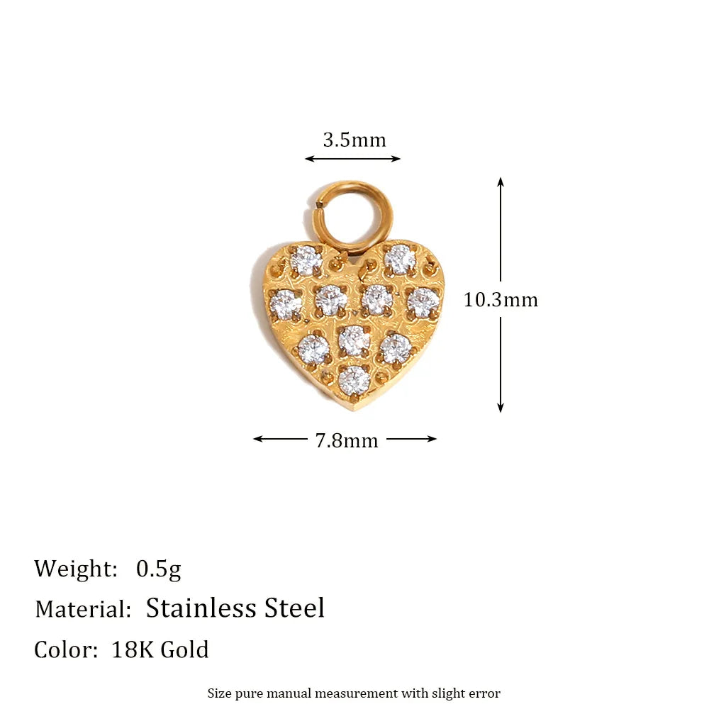 Fashion Stainless Steel 18k Gold Plated Heart Lock Flower Charms Pendant for DIY Jewelry Necklace Making