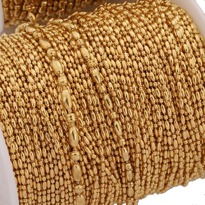 E576 New Arrival Stainless Steel Anti Tarnish 18k Gold Plated Beads Chain for DIY Accessories Making 1.5mm 2.4mm