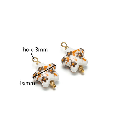 New Diy Necklace Pendant 18k Gold Plated Stainless Steel Ceramic Round Heart Star Oval Pendant for Handmade Jewelry Making