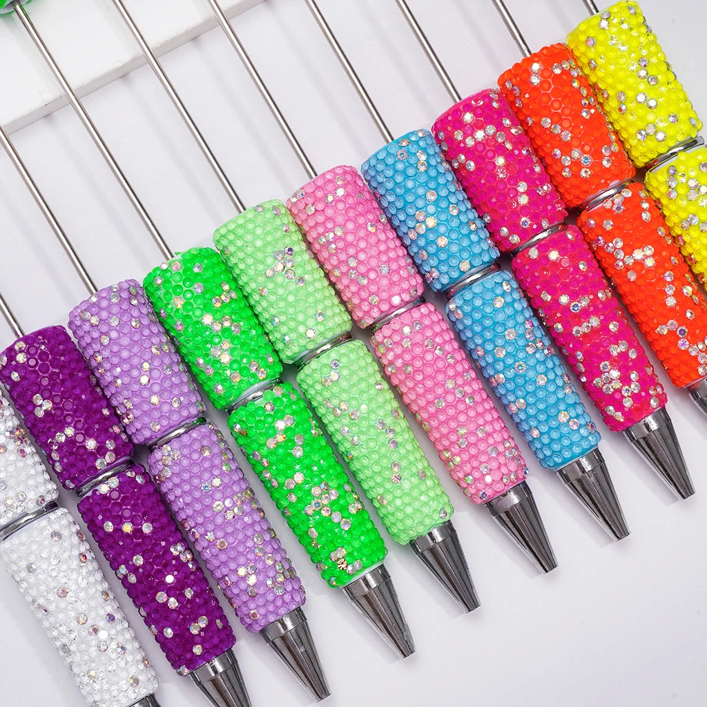 Neon Beadable Pens Multi Color With Full AB Rhinestones Cover Bulk for DIY Handmade Crafts Student Gift Wholesale