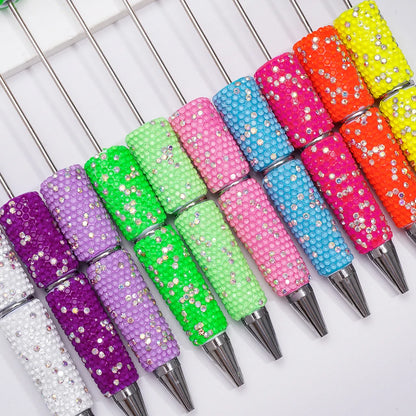 Neon Beadable Pens Multi Color With Full AB Rhinestones Cover Bulk for DIY Handmade Crafts Student Gift Wholesale